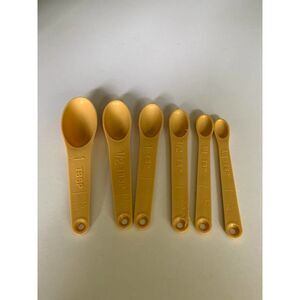 Vintage Foley Measuring Spoon 6 Piece Set Kitchen Beige 1/8 - 1 Tablespoon MCM.